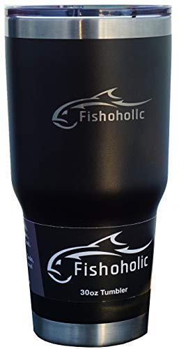 Fishoholic 30oz or 20oz Tumbler W Magnetic Slide Lid