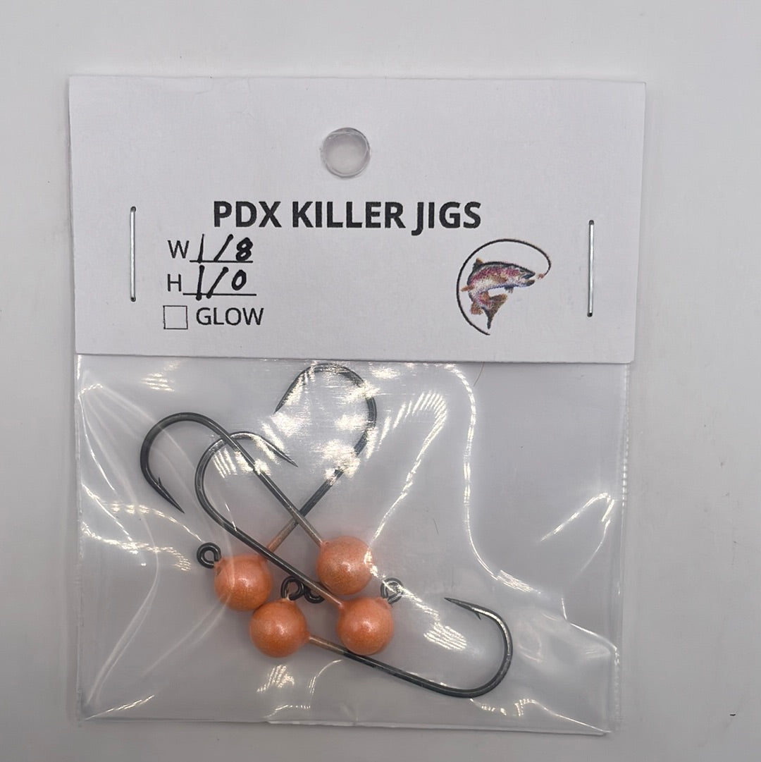 PDX Killer Jigs -Jigs 4 pack 1/8 wt 1/0 hook