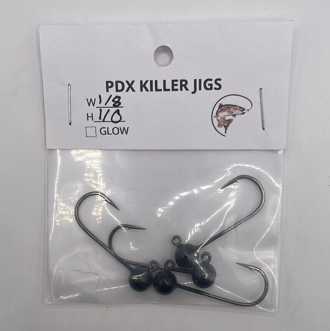 PDX Killer Jigs -Jigs 4 pack 1/8 wt 1/0 hook