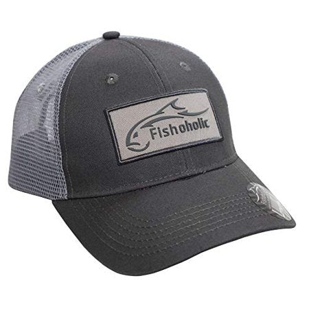 Fishoholic Snapback Baseball Fishing Hat for Men or Women - Trucker - Great Fishing Gift for Father Son Dad Boyfriend Fishaholic (R)TM - Embroidered L