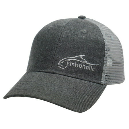 Fishoholic Snapback Baseball Fishing Hat for Men or Women - Trucker - Great Fishing Gift for Father Son Dad Boyfriend Fishaholic (R)TM - Embroidered L