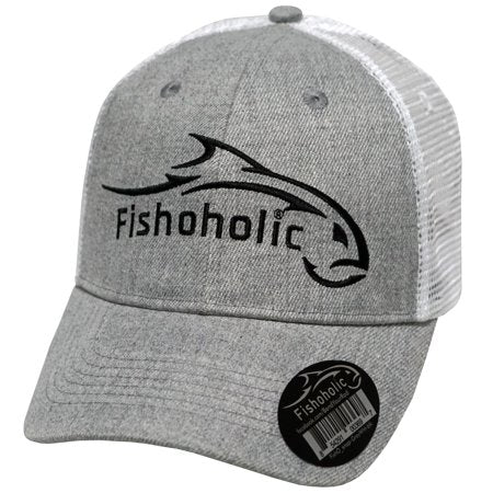 Fishoholic Snapback Baseball Fishing Hat for Men or Women - Trucker - Great Fishing Gift for Father Son Dad Boyfriend Fishaholic (R)TM - Embroidered L