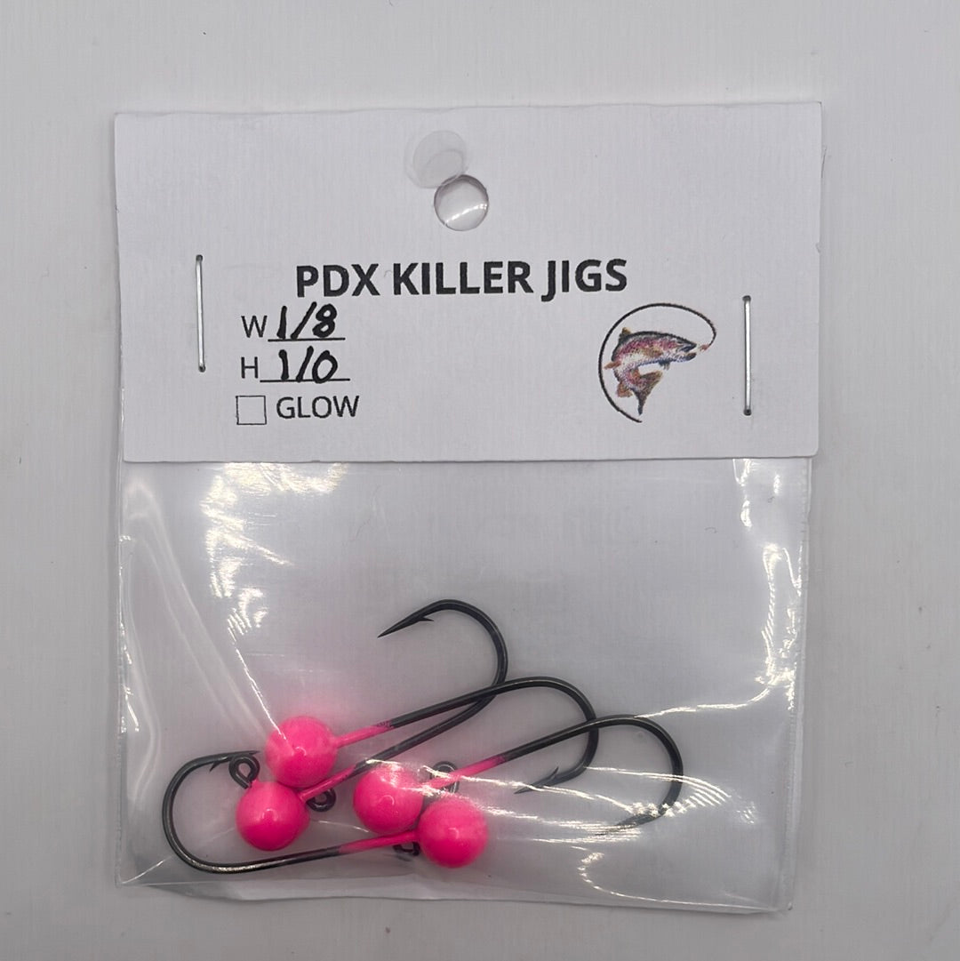 PDX Killer Jigs -Jigs 4 pack 1/8 wt 1/0 hook