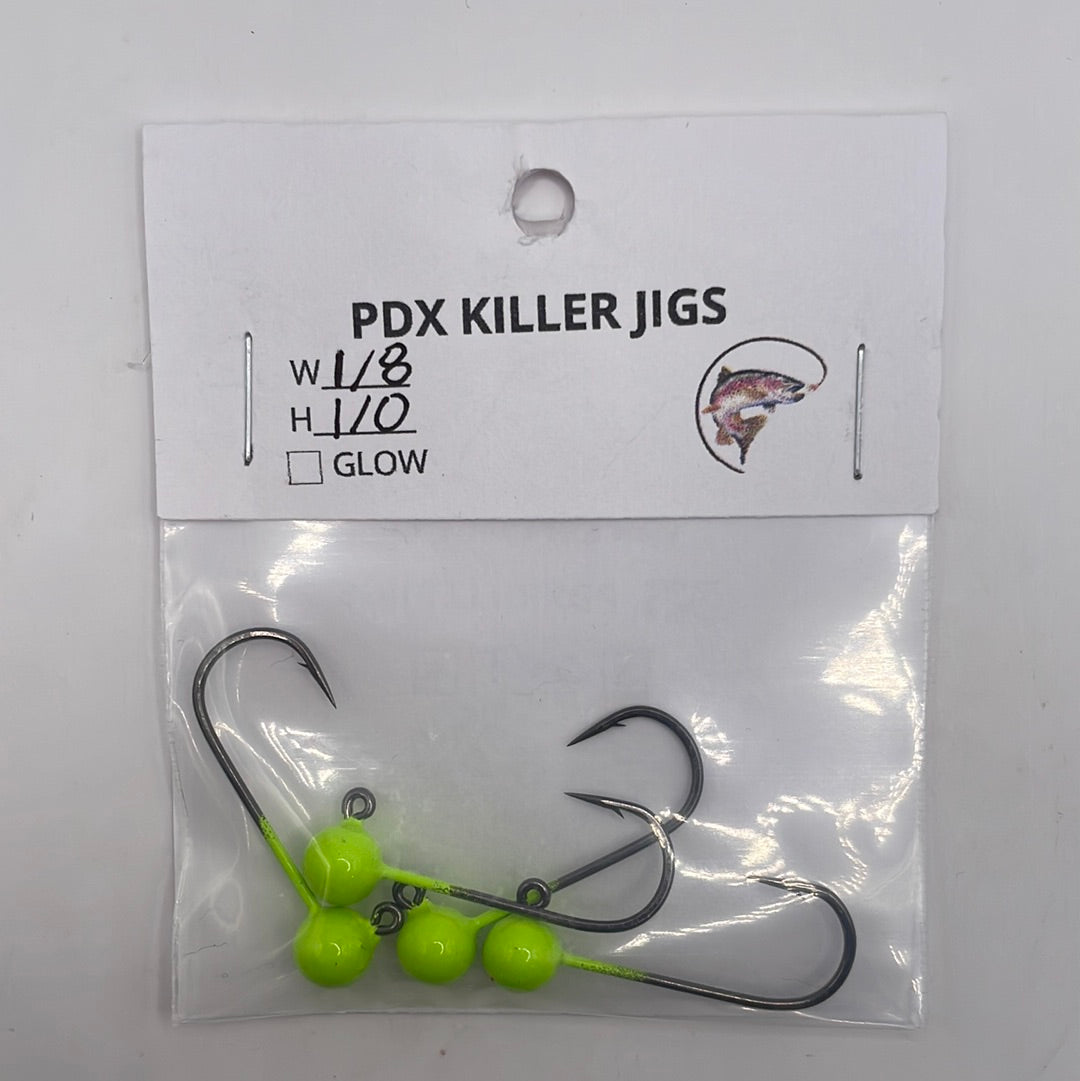 PDX Killer Jigs -Jigs 4 pack 1/8 wt 1/0 hook