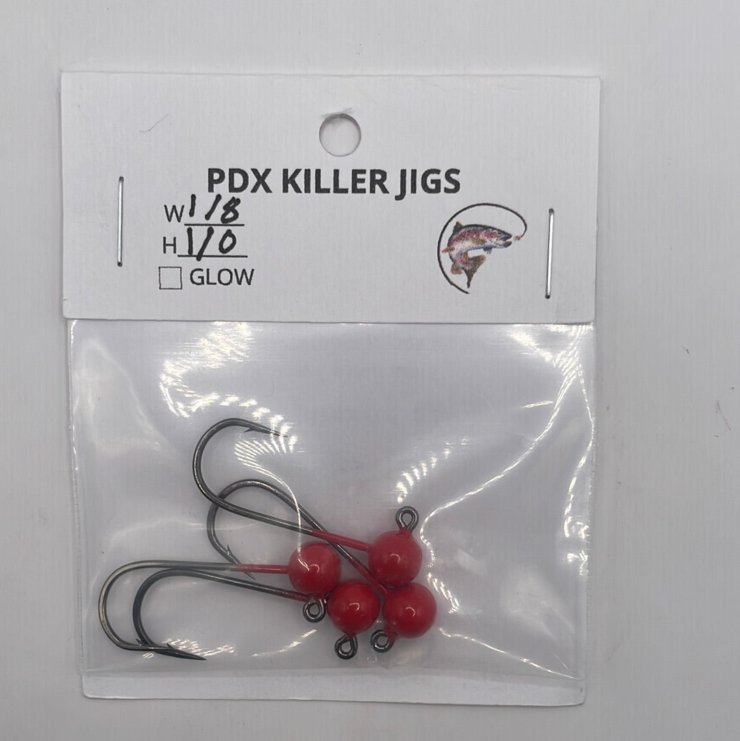 PDX Killer Jigs -Jigs 4 pack 1/8 wt 1/0 hook