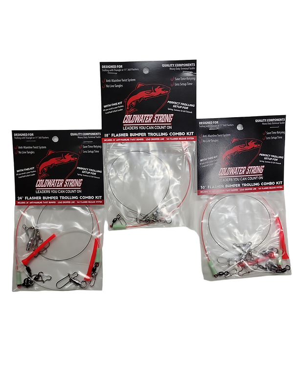 Coldwater Strong 200lb Mono Anti Mainline Twist Flasher Leader/Dropper lead line/360 Flasher Release Trolling kit