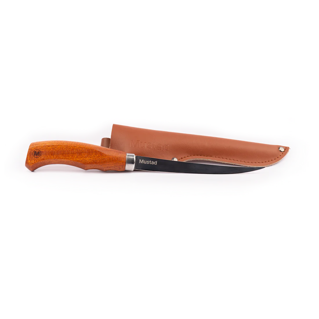 MUSTAD® 6" Wood Handle Knife with Leather Sheath