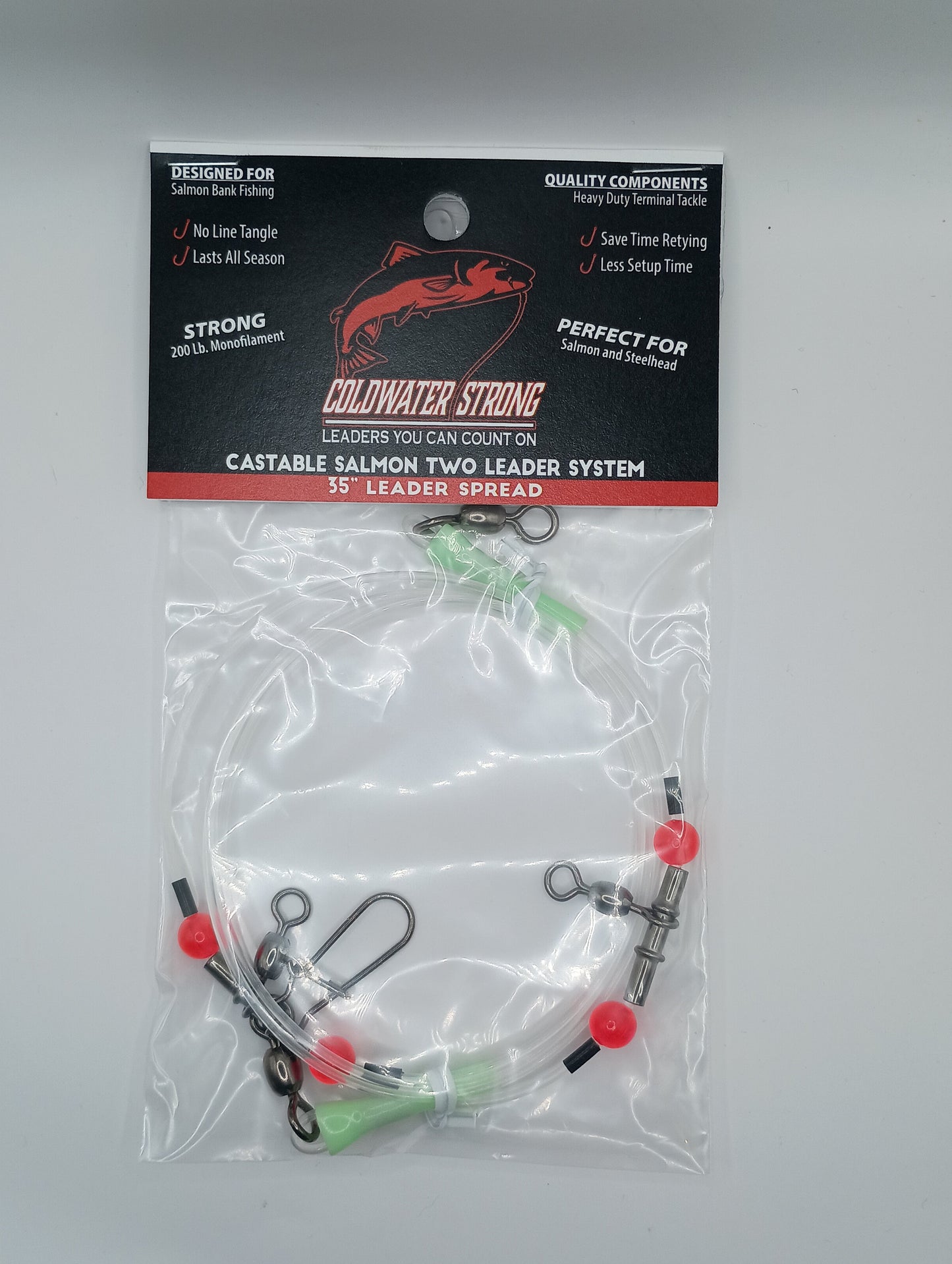 COLDWATER STRONG Castable Salmon Two Leader Spinglow System